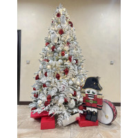 Елка с оформлением СОВЫ, бел-красная, с щелкунчиком, 210-250 см