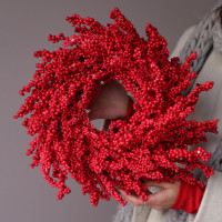 Венок ИЛЕКС ЯГОДНЫЙ, ИССК. 40 см, В ЕД ЭКЗ