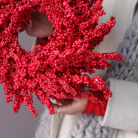 Венок ИЛЕКС ЯГОДНЫЙ, ИССК. 40 см, В ЕД ЭКЗ