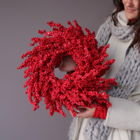 Венок ИЛЕКС ЯГОДНЫЙ, ИССК. 40 см, В ЕД ЭКЗ