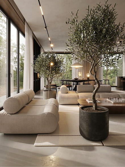 Озеленение интерьера живыми горшечными растениями